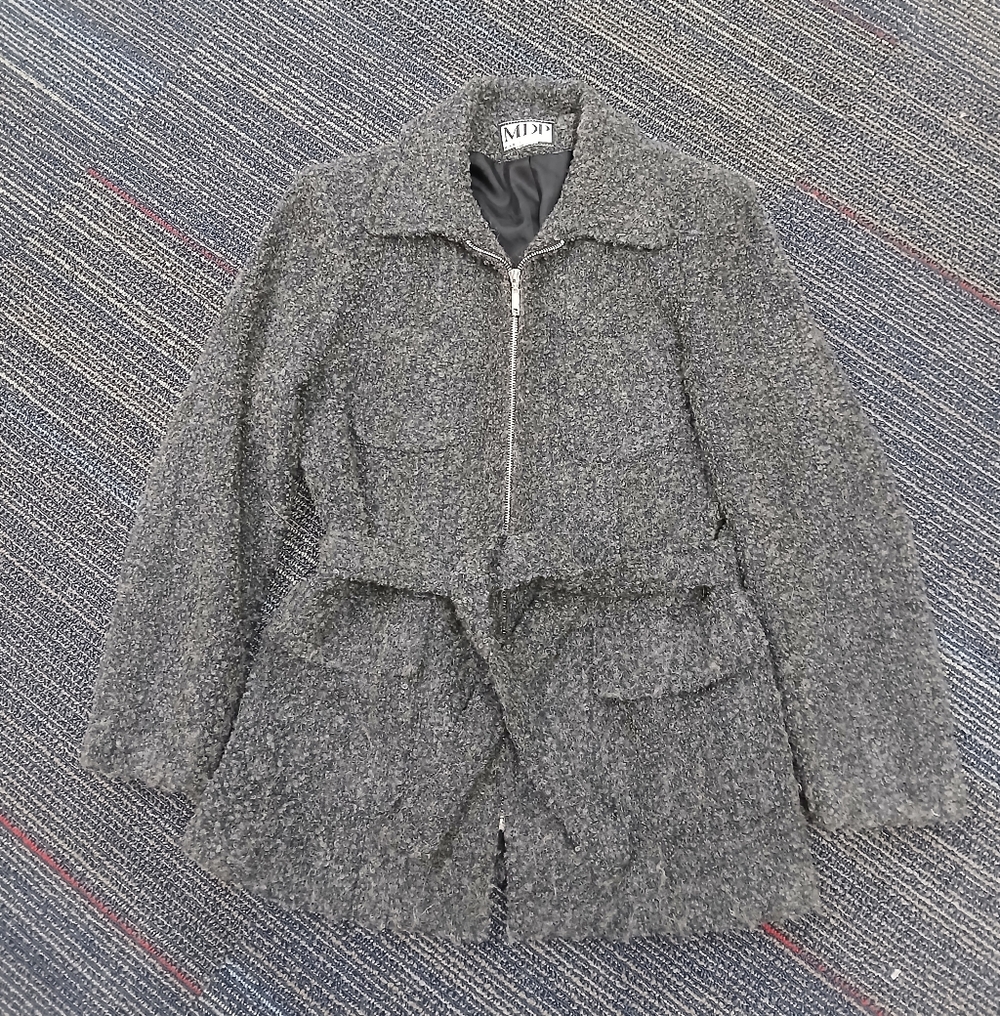 Vintage Mario De Pinto Gray Wool Tweed Pea Coat Medium